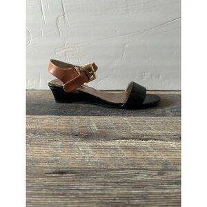 Ellen Tracy Leather Open Toe Wedge SZ 6.5